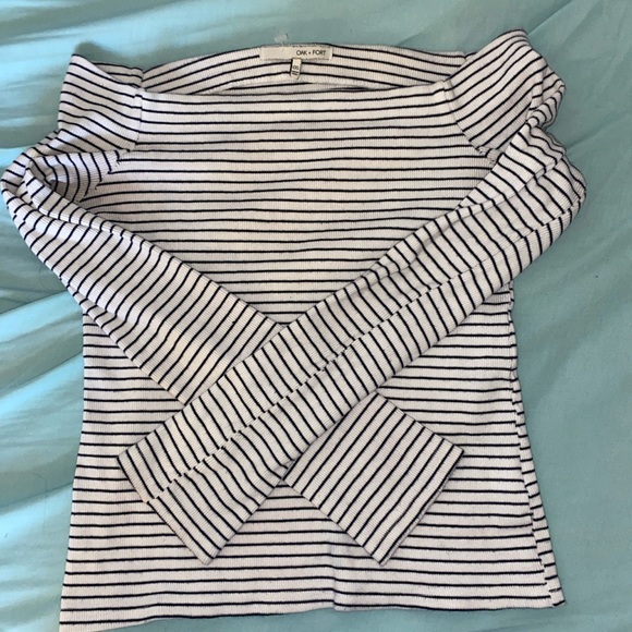 B&white striped top, slightly off the shoulder - Picture 2 of 4